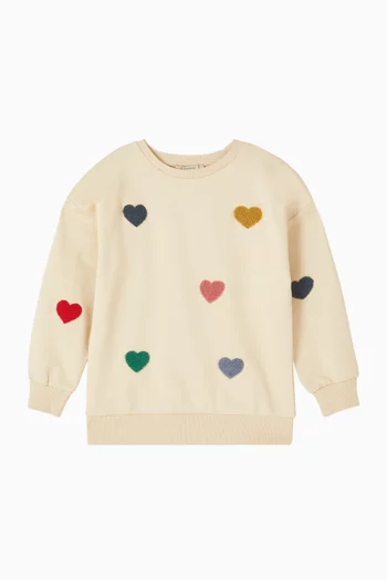 Lou Heart-motif Sweatshirt in Organic Cotton-terry