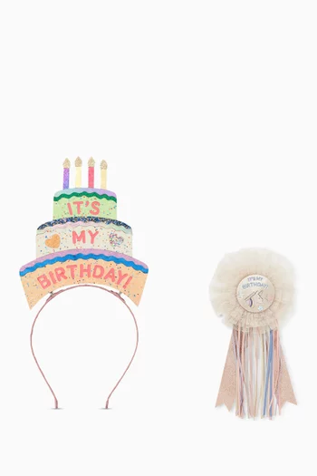 Birthday Cake Headdress & Unicorn Badge