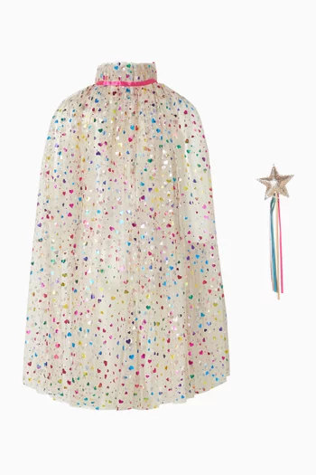 Rainbow Hearts Cape & Wand Set