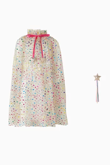 Rainbow Hearts Cape & Wand Set