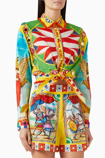 Caretto-print Cropped Shirt in Cotton