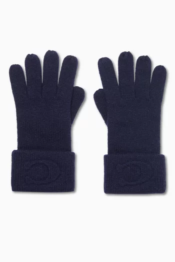 Embossed C Gloves in Wool-blend