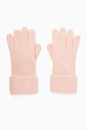 Embossed C Gloves in Wool-blend