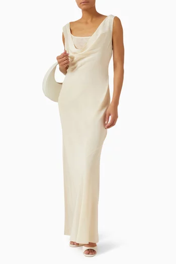 Piero Layered Midi Dress in Silk Crepe