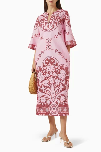 Bridget Midi Dress in Cotton & Linen