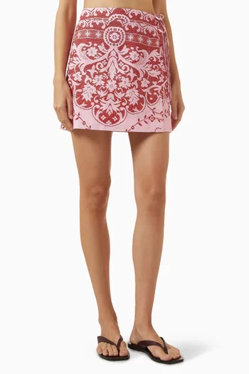 May Wrap Mini Skirt in Cotton & Linen