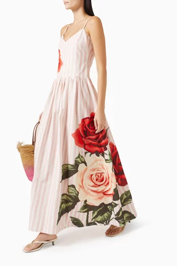 فستان أجاثا طويل مزين بنقشة