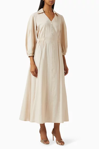 Cinched-waist Midi Dress