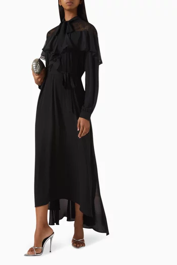 Ruffled Mesh Maxi Dress