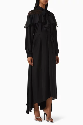 Ruffled Mesh Maxi Dress