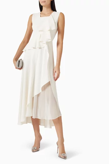 Ruffled-trim Midi Dress