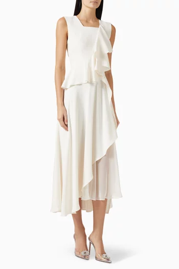 Ruffled-trim Midi Dress