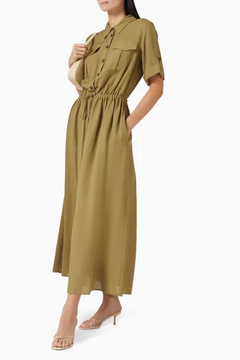 Drawstring Waist Maxi Dress