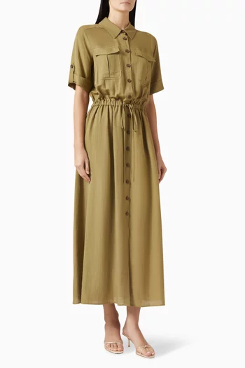 Drawstring Waist Maxi Dress
