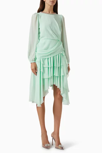 Ruffled-skirt Midi Dress