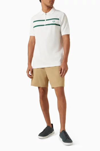 Zip Neck Polo Shirt in Cotton Pique