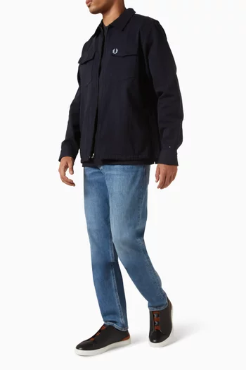 Zip Through Overshirt in Twill