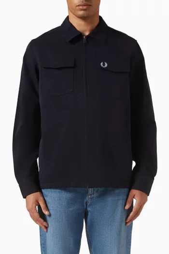 Zip Through Overshirt in Twill