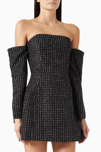 Off-shoulder Mini Dress in Tweed