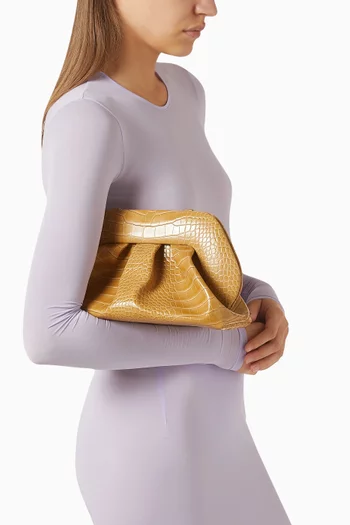 Tia Clutch Bag in Vegan Croc-embossed Leather