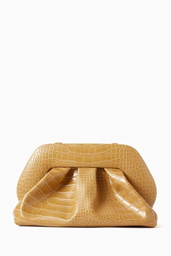 Tia Clutch Bag in Vegan Croc-embossed Leather