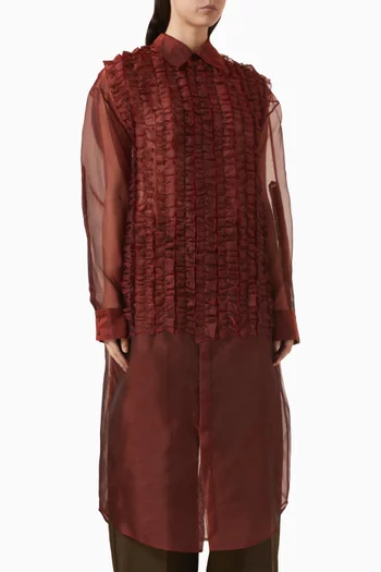 Ruffle Oversized Tuxedo Shirt Dress