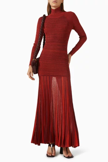 Turtleneck Maxi Dress in Ribbed-knit