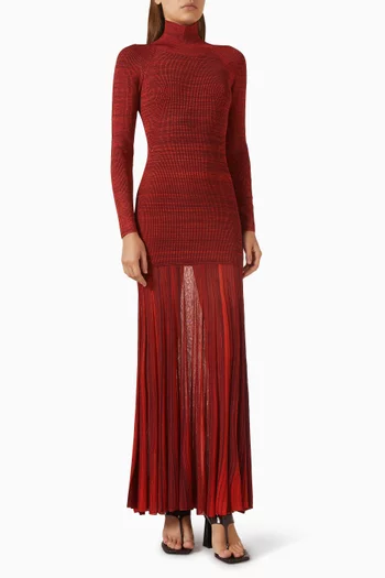 Turtleneck Maxi Dress in Ribbed-knit