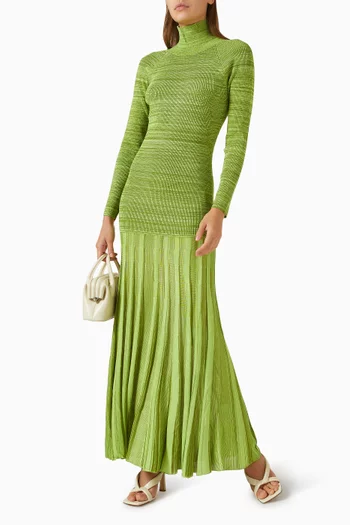 Turtleneck Maxi Dress in Ribbed-knit