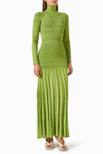 Turtleneck Maxi Dress in Ribbed-knit