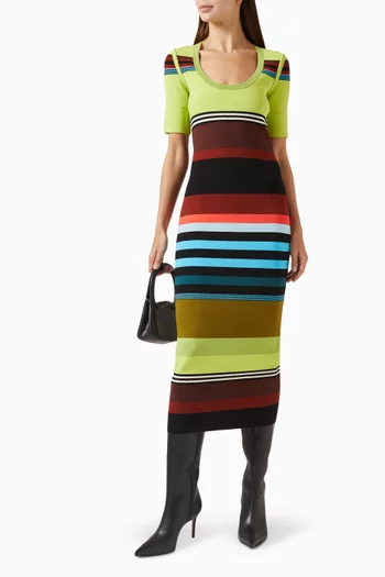 Striped Bodycon Midi Dress
