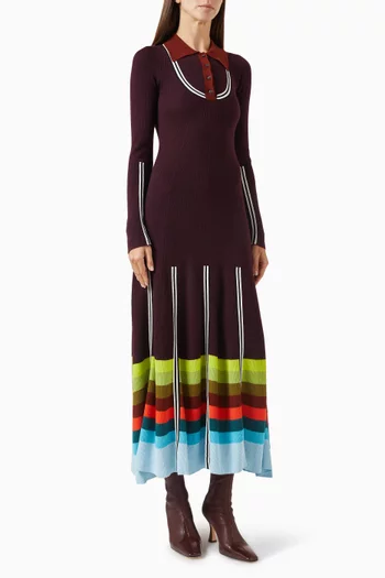 Ribbed Polo Midi Dress in Knit