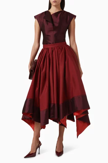 تنورة بحافة غير متماثلة قماش رامي