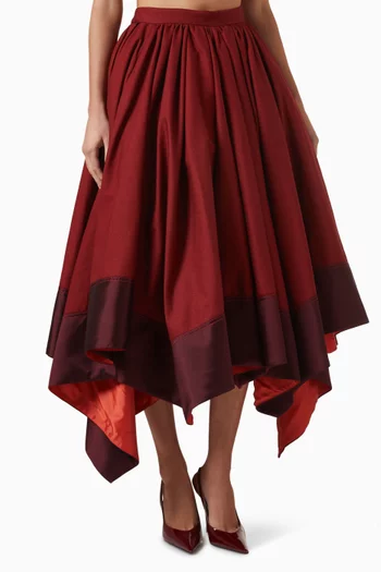 تنورة بحافة غير متماثلة قماش رامي