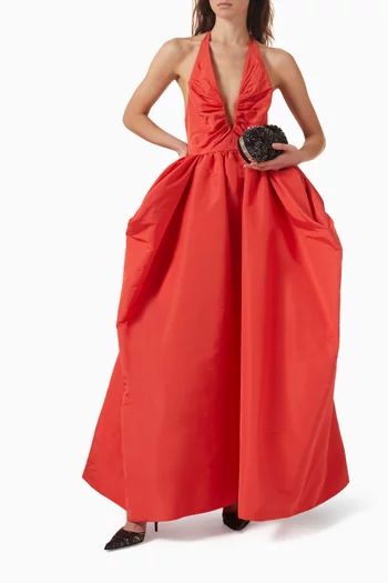 فستان امبريلا بطيّات على الصدر حرير فاي