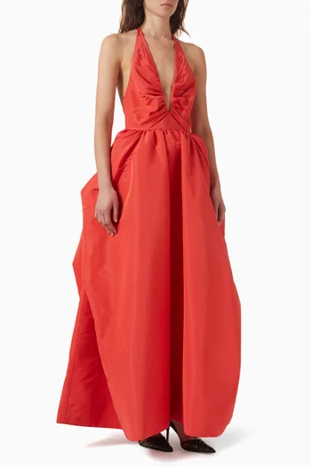 فستان امبريلا بطيّات على الصدر حرير فاي