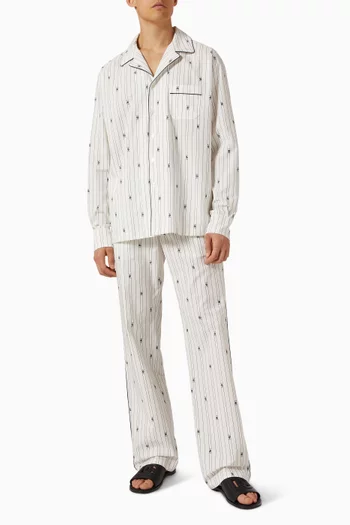Striped Logo Pants in Cotton-blend