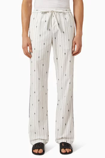 Striped Logo Pants in Cotton-blend