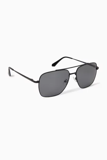 Harry Aviator Polarized Sunglasses in Matte Steel