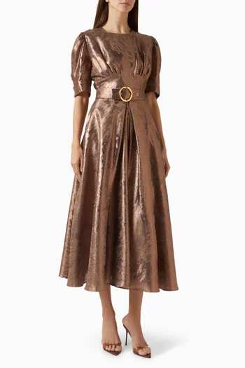 فستان متوسط الطول بحزام