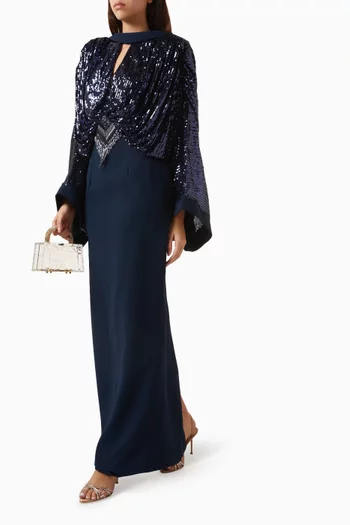Embellished Gown in Crepe