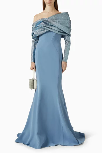 Off-shoulder Mermaid Gown in Crepe