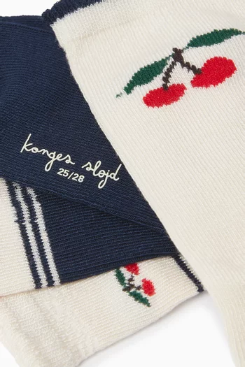 طقم جوارب بنقشة كرز جاكار مزيج بامبو، زوجان