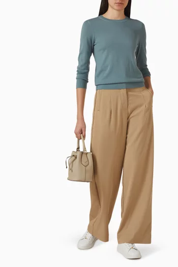 سترة بفتحة رقبة مستديرة صوف مارينو فائق النعومة