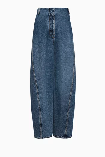 Cargo Barrel-fit Jeans in Denim