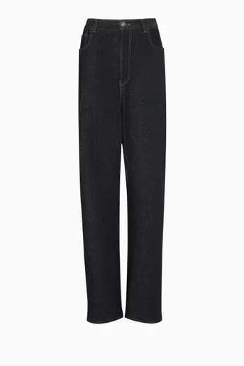 بنطال بقصة فضفاضة ومنسوج من دينم