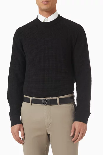 Double B Monogram Buckle Belt in Italian Leather