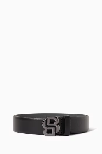 Double B Monogram Buckle Belt in Italian Leather