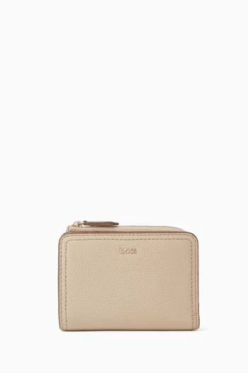 Logo Lettering Wallet in Grained Leather