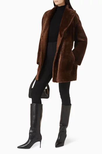 معطف سيرافينا بحزام فرو